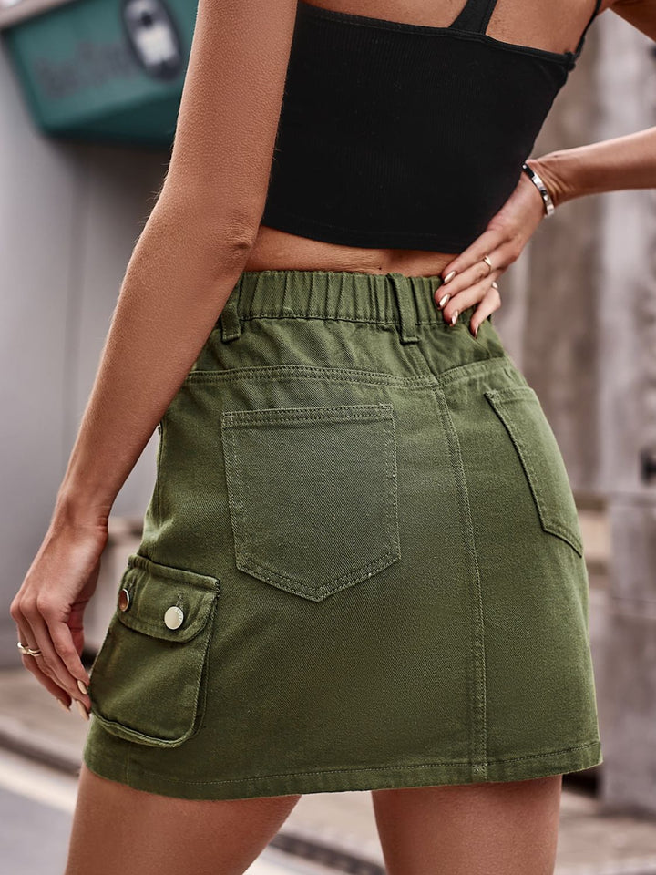 Denim Mini Skirt with Pockets - Runway Frenzy