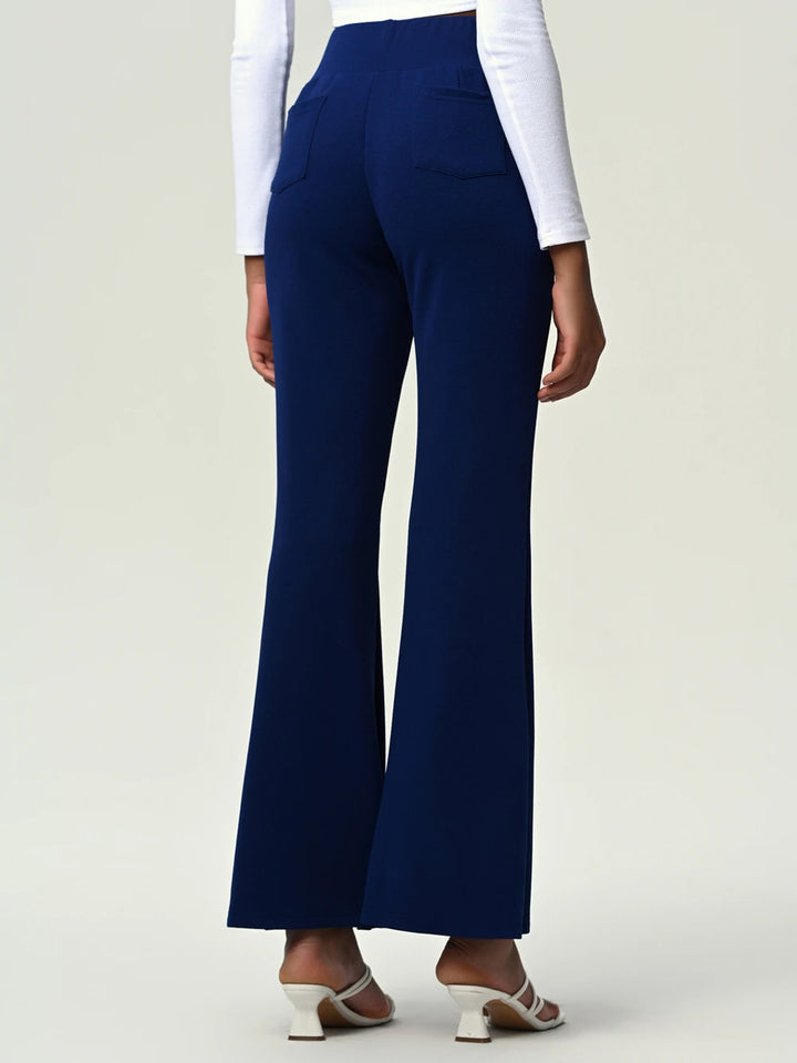 High Waist Flare Leg Pants with Pockets - Runway Frenzy 