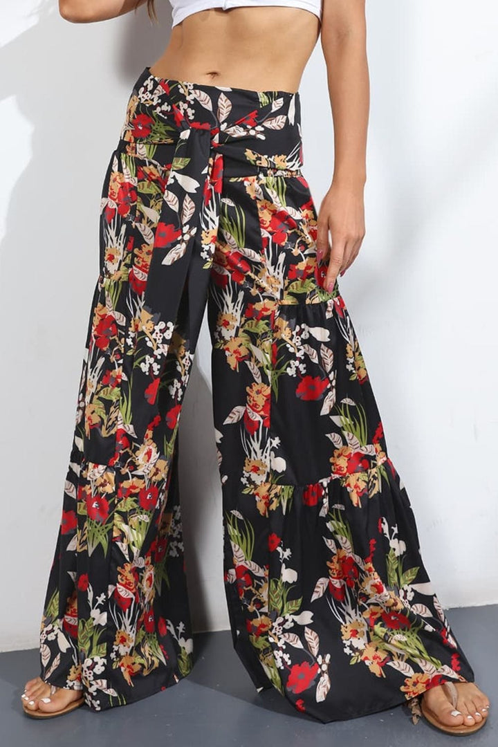 Printed High-Rise Tied Culottes - Runway Frenzy 