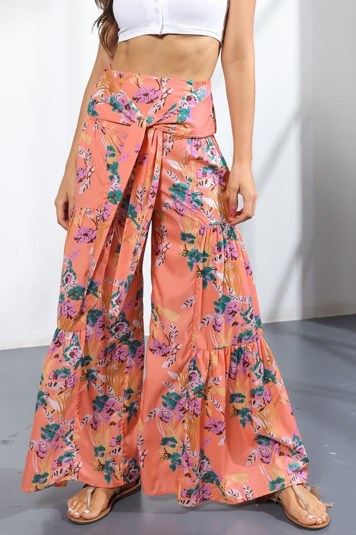 Printed High-Rise Tied Culottes - Runway Frenzy 