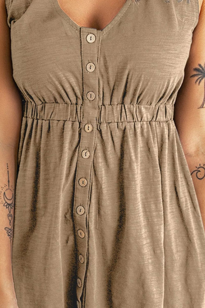 Sleeveless Button Down Mini Magic Dress - Runway Frenzy 