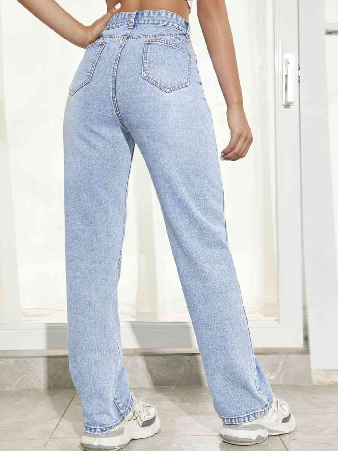 Graphic Straight Leg Jeans Trendsi