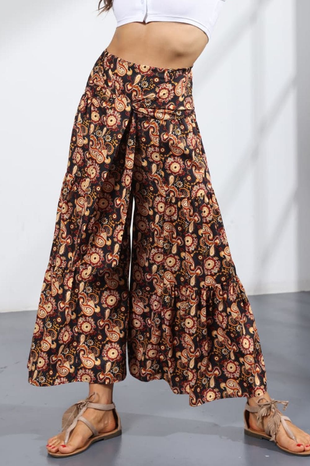 Printed Tie-Front Culottes - Runway Frenzy