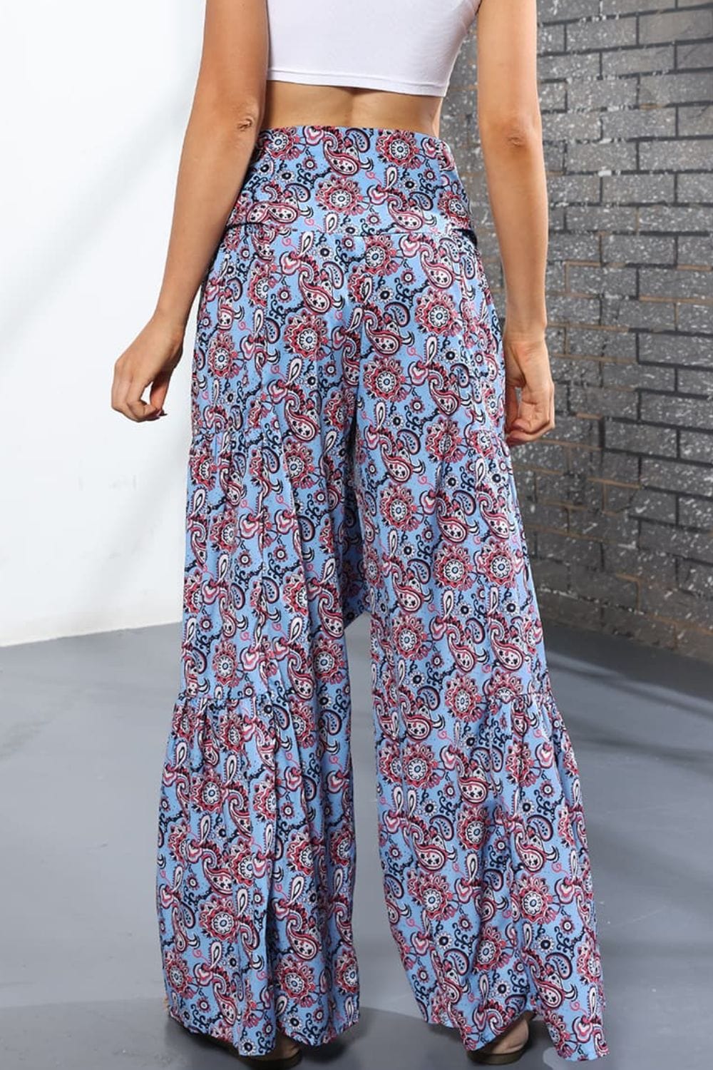 Printed High-Rise Tied Culottes - Runway Frenzy 