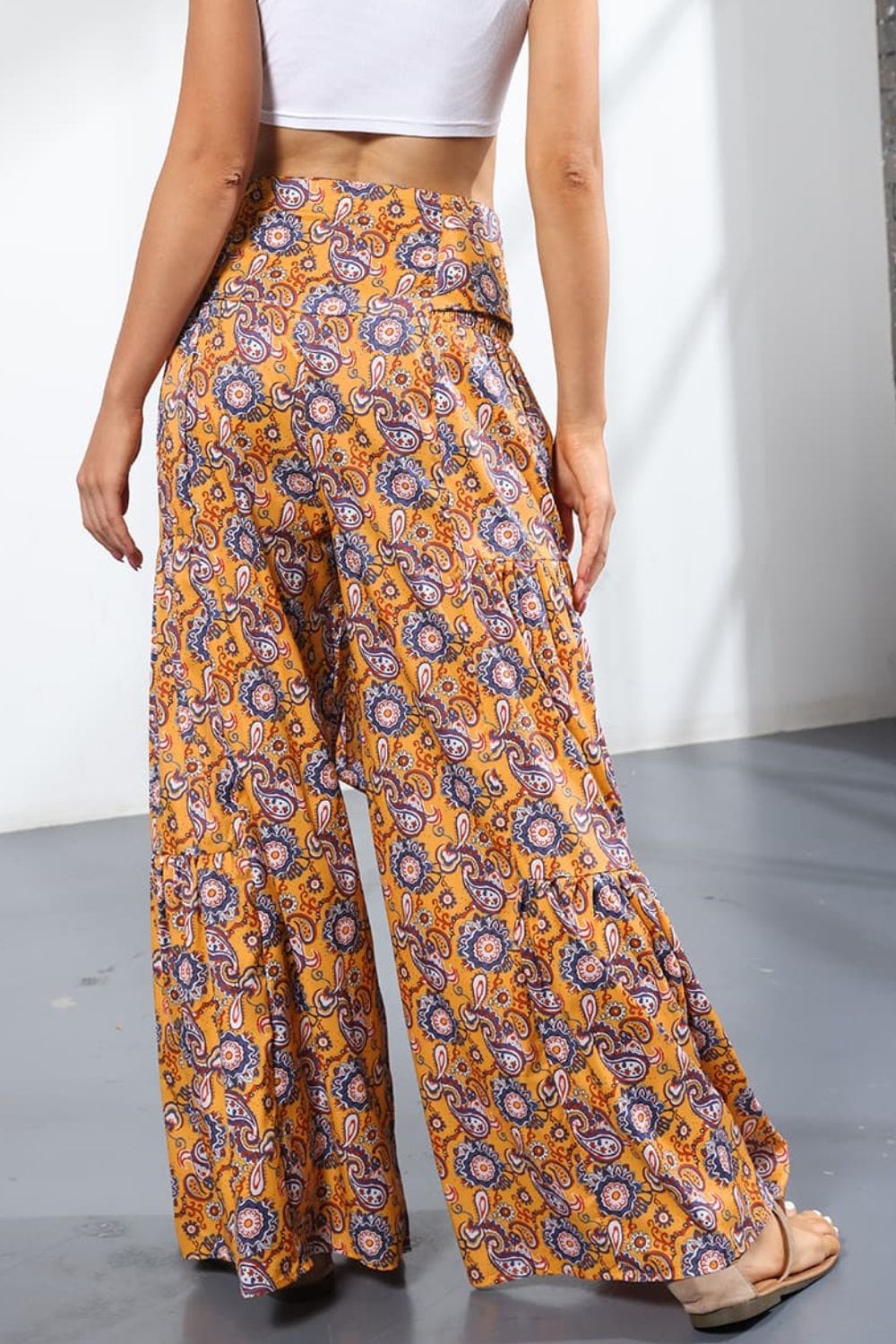 Printed High-Rise Tied Culottes - Runway Frenzy 