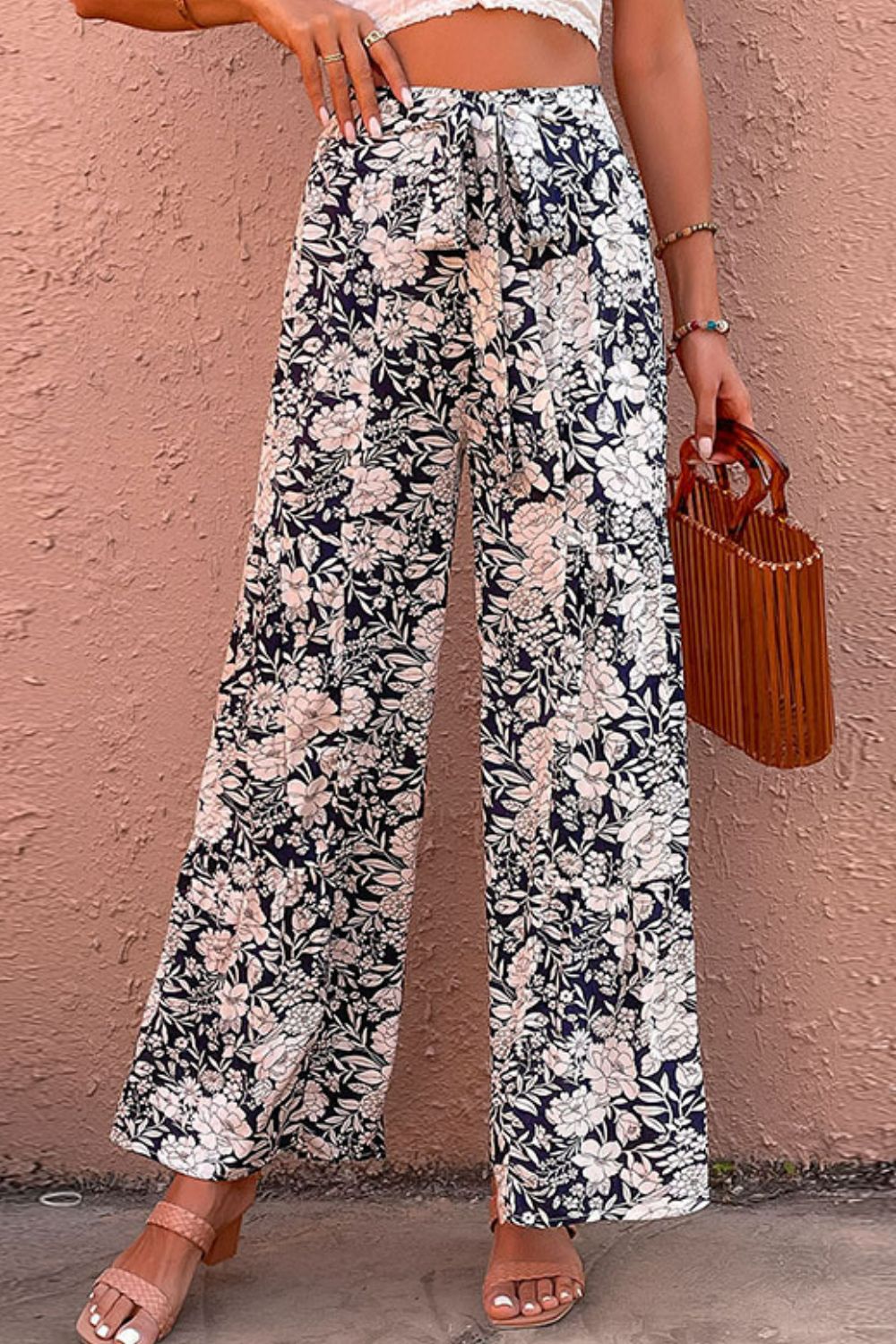 Floral Belted Wide Leg Pants - Runway Frenzy