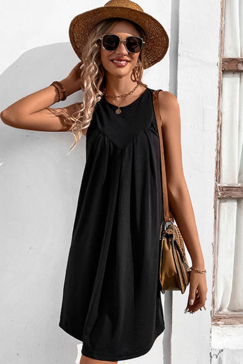 Round Neck Sleeveless Mini Dress - Runway Frenzy 