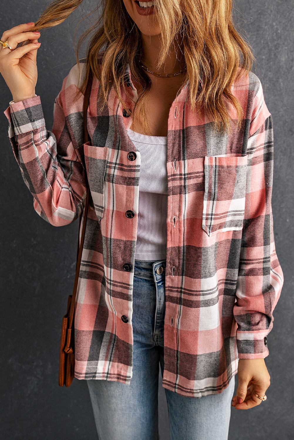 Plaid Dropped Shoulder Longline Shirt - Runway Frenzy