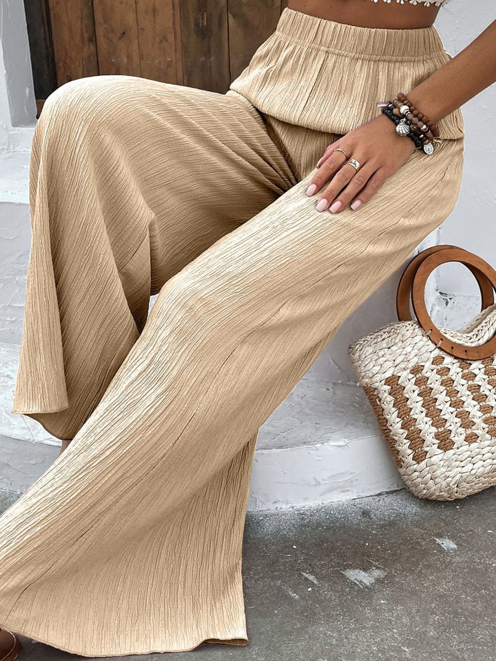 Textured High-Waist Wide Leg Pants - Runway Frenzy