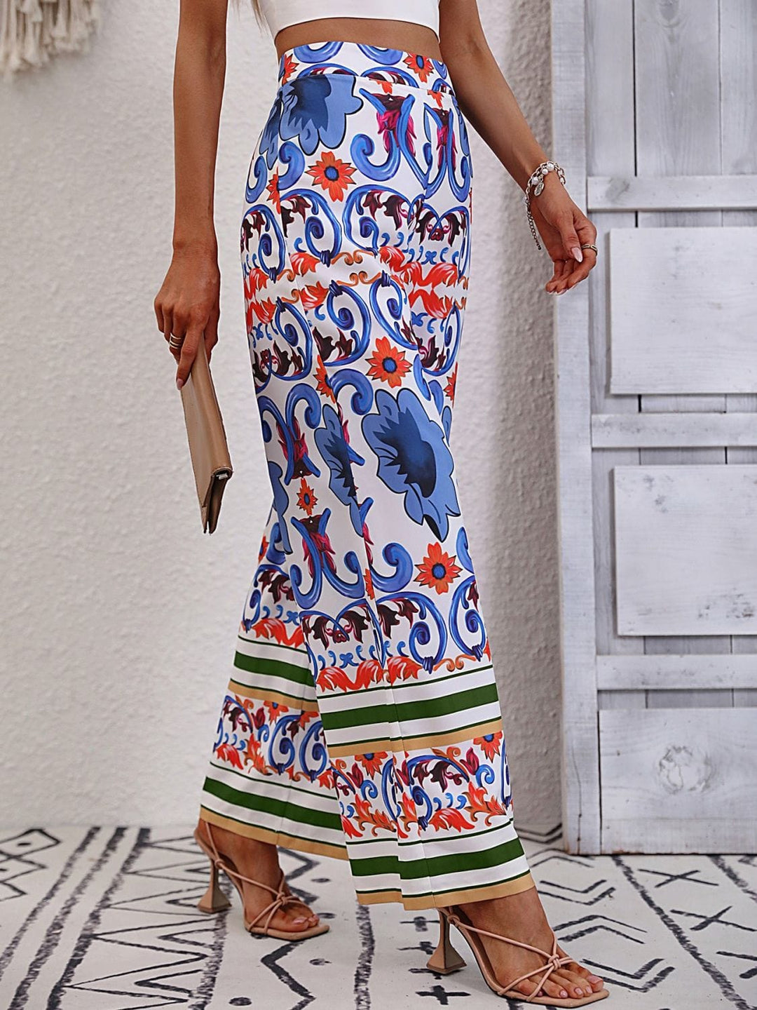 Printed High-Rise Wide Leg Pants - Runway Frenzy 