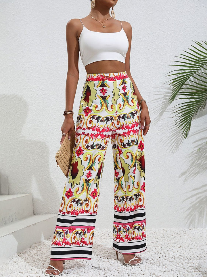 Printed High-Rise Wide Leg Pants - Runway Frenzy 