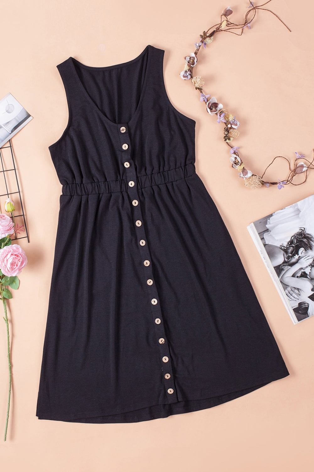 Sleeveless Button Down Mini Magic Dress - Runway Frenzy 