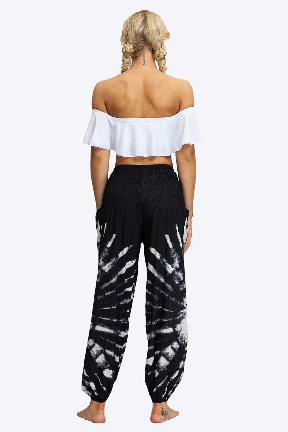 Tie-Dye Smocked Waist Pocket Joggers - Runway Frenzy 