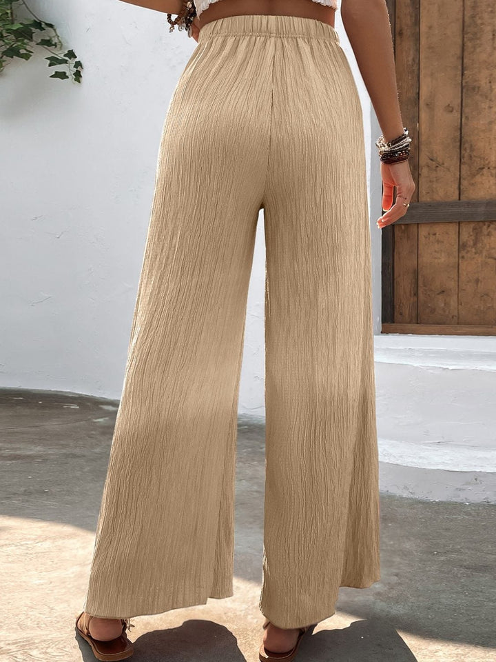 Textured High-Waist Wide Leg Pants - Runway Frenzy