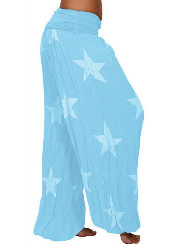 Full Size Ruched High Waist Printed Pants - Runway Frenzy