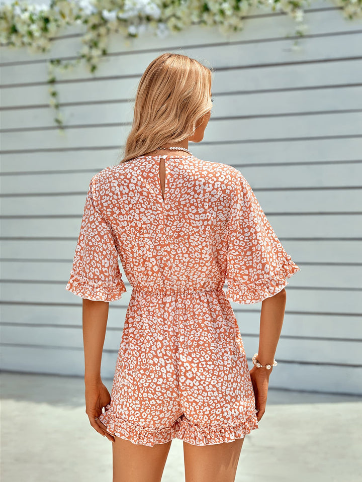 Leopard Ruffled Surplice Romper - Runway Frenzy 