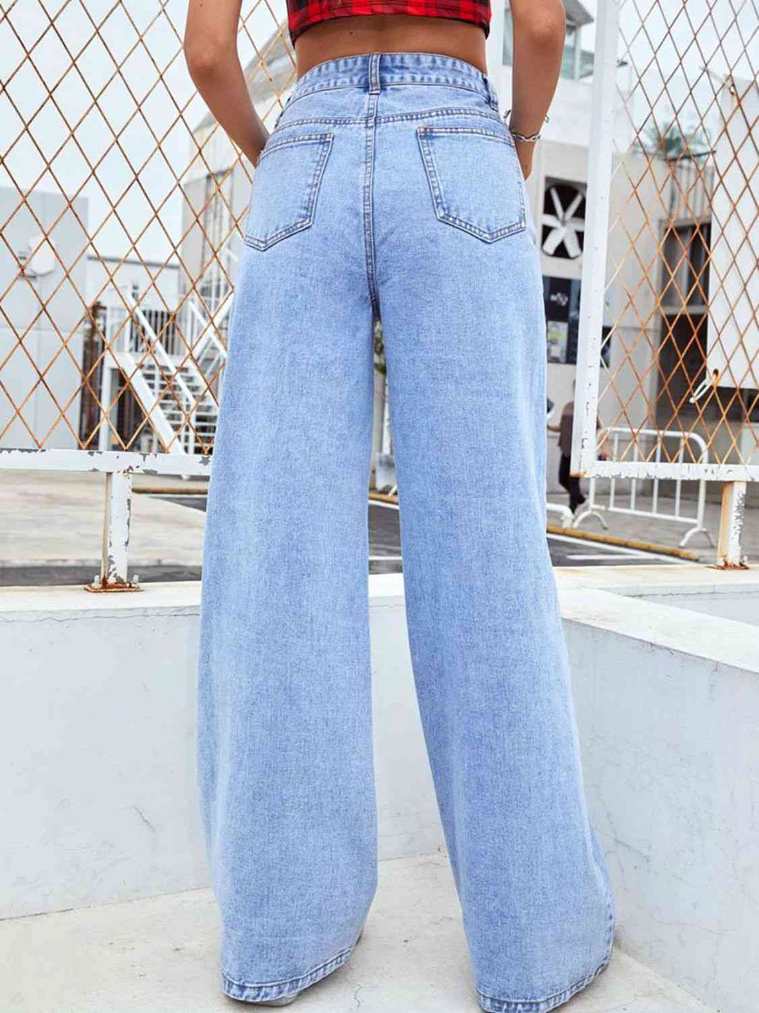 Wide Leg Jeans with Pockets Trendsi