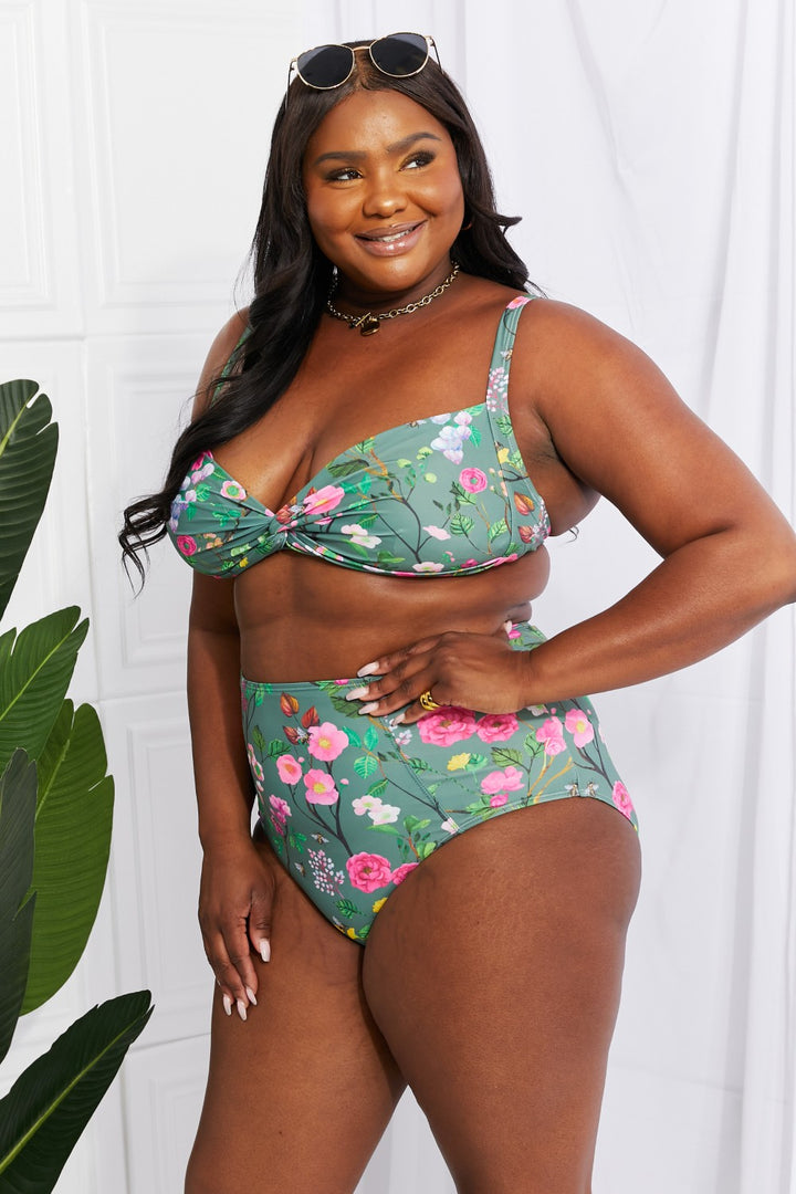 Marina West Swim Take A Dip Twist High-Rise Bikini in Sage - Runway Frenzy 