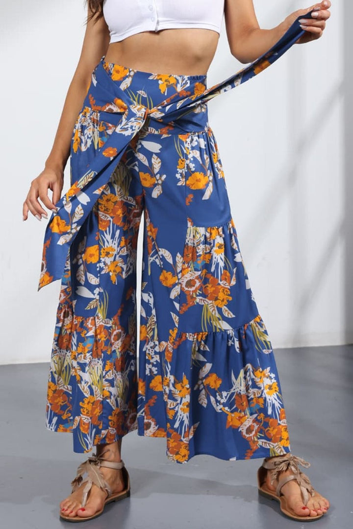 Printed Tie-Front Culottes - Runway Frenzy