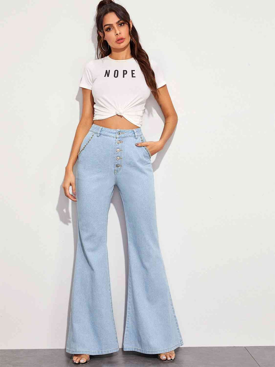 Button Fly Wide Leg Jeans Trendsi