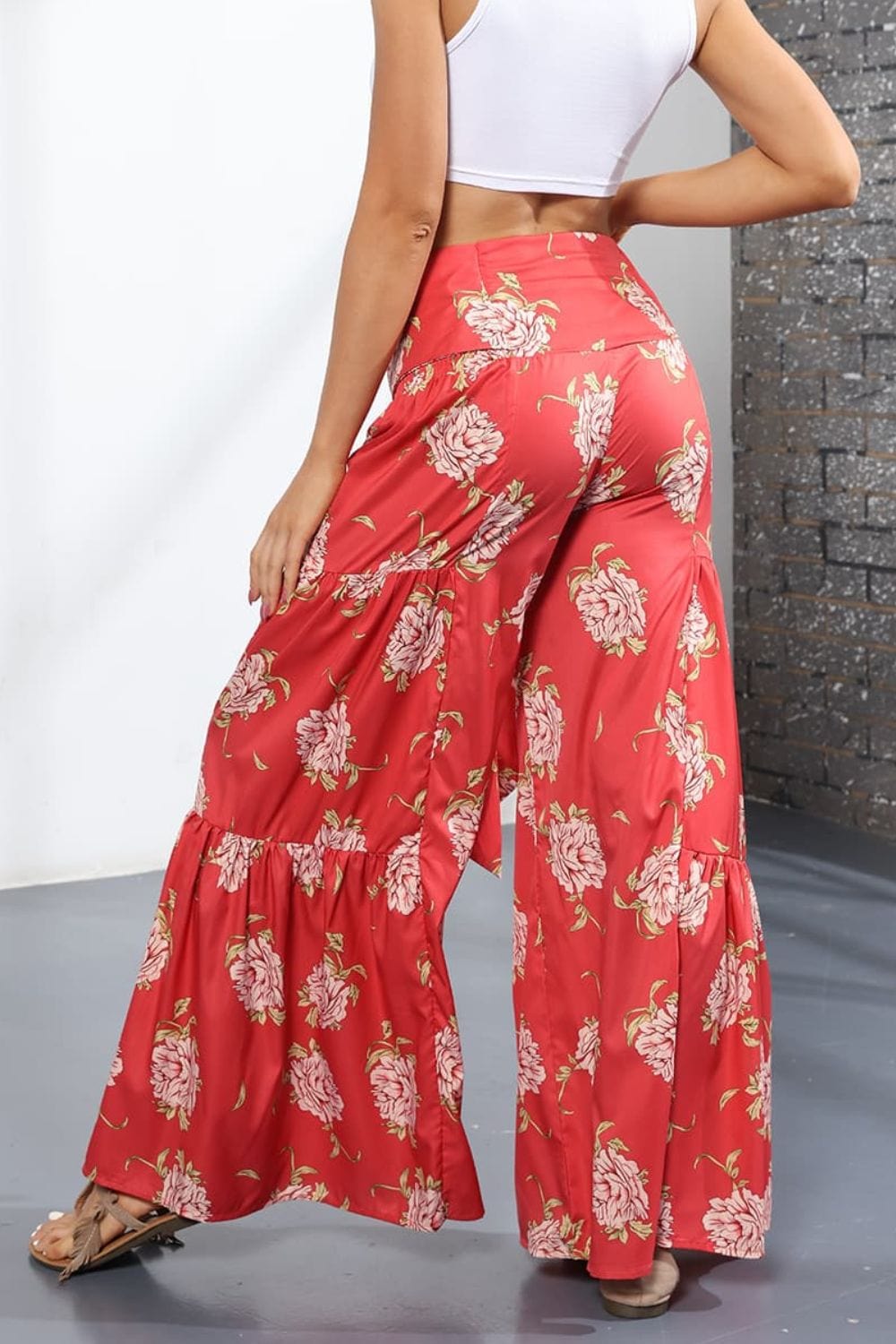 Printed High-Rise Tied Culottes - Runway Frenzy 