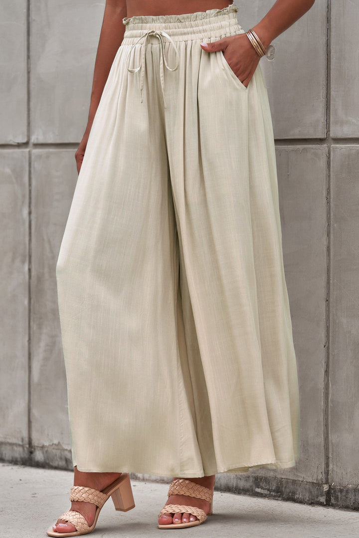 Drawstring Waist Wide Leg Pants - Runway Frenzy