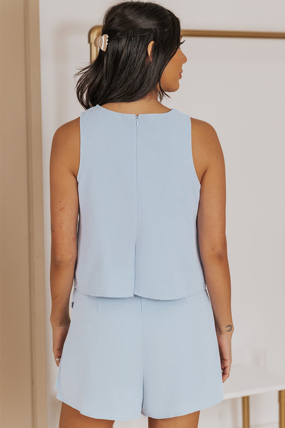 Layered Sleeveless Round Neck Romper - Runway Frenzy