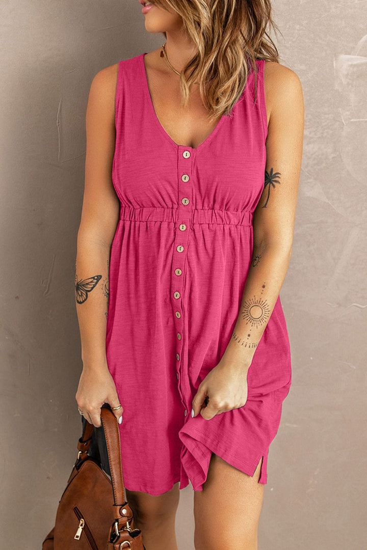 Sleeveless Button Down Mini Magic Dress - Runway Frenzy 