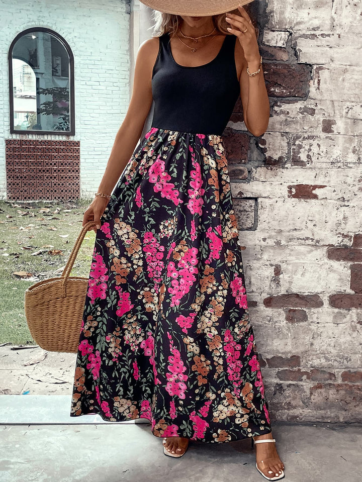 Floral Scoop Neck Sleeveless Maxi Dress - Runway Frenzy