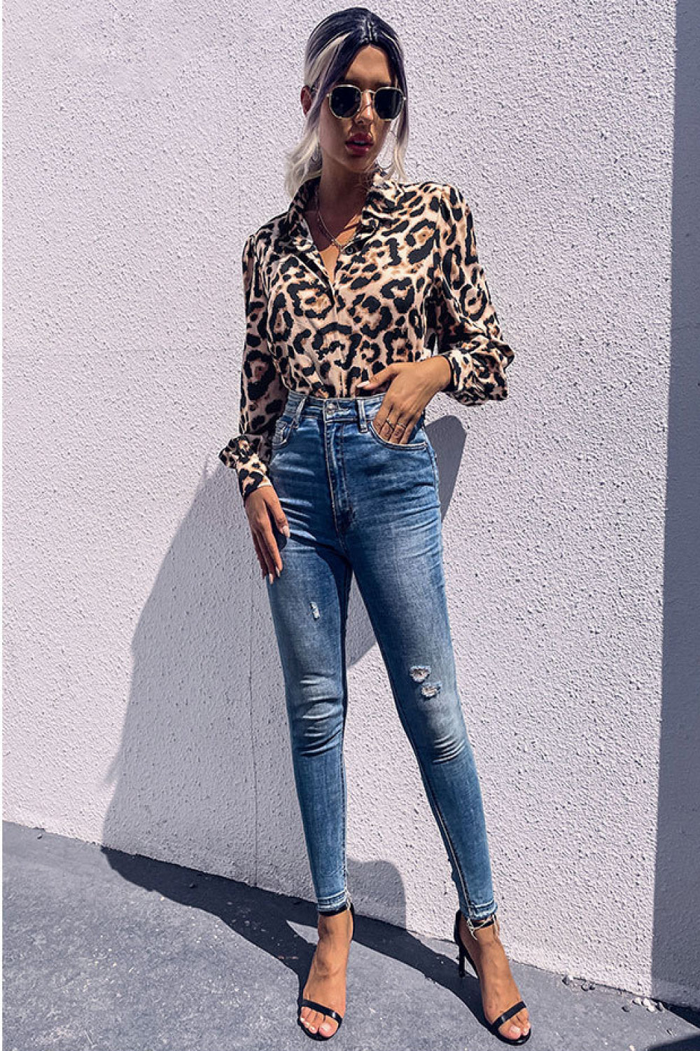Leopard Printed Button Down Blouse - Runway Frenzy