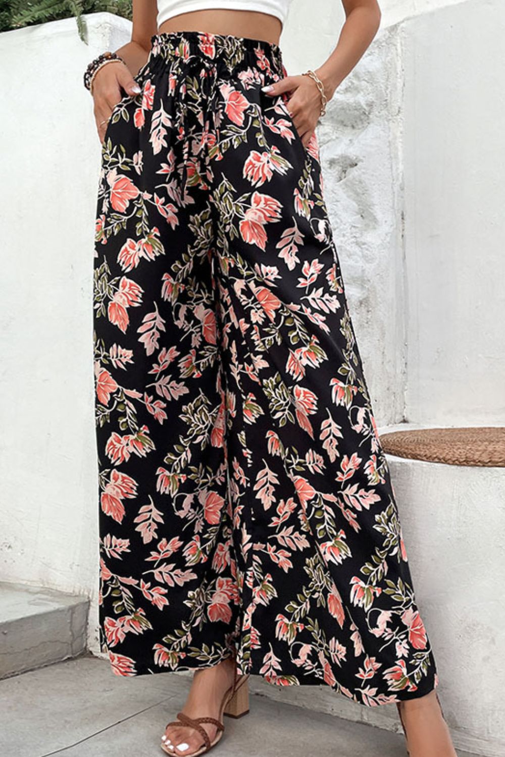 Floral Pull-On Wide Leg Pants - Runway Frenzy