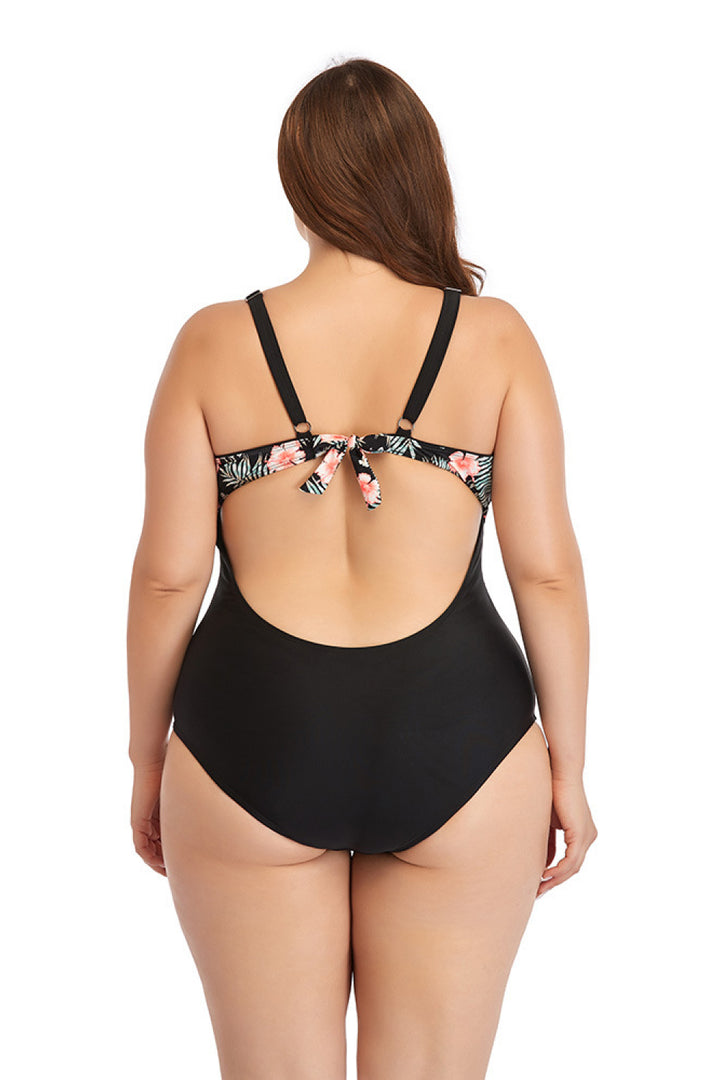 Floral Cutout Tie-Back One-Piece Swimsuit - Runway Frenzy