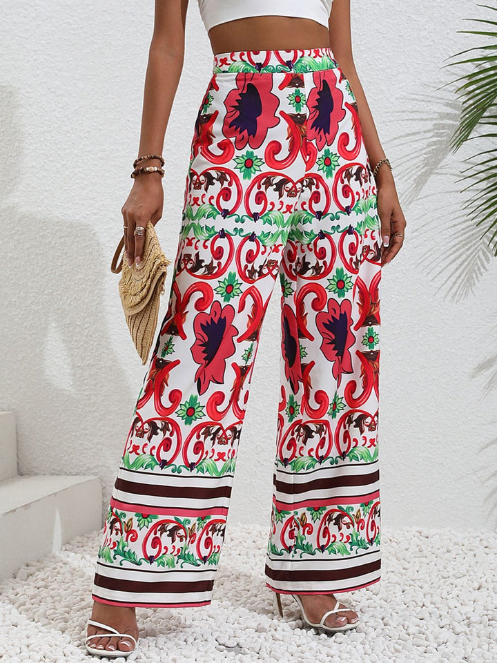 Printed High-Rise Wide Leg Pants - Runway Frenzy 