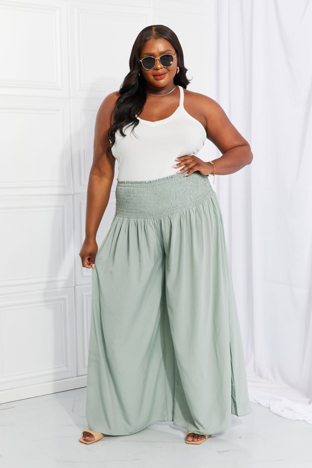 HEYSON Full Size Beautiful You Smocked Palazzo Pants - Runway Frenzy