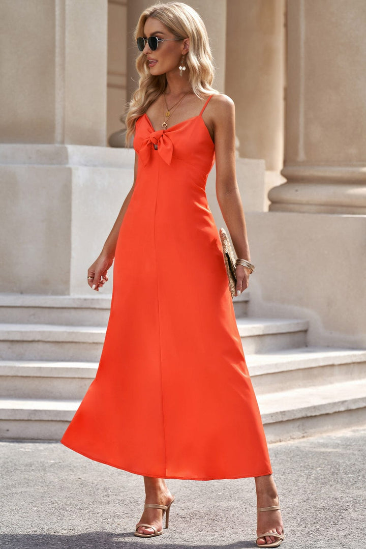 Spaghetti Strap Tie Detail Dress - Runway Frenzy 