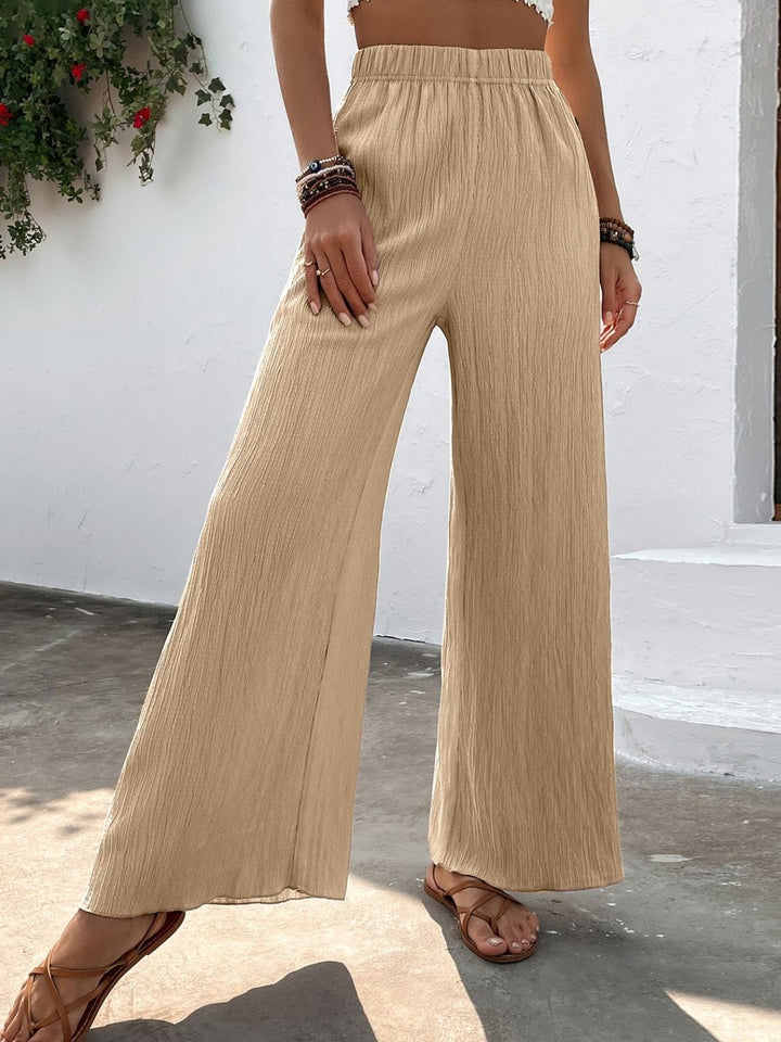 Textured High-Waist Wide Leg Pants - Runway Frenzy