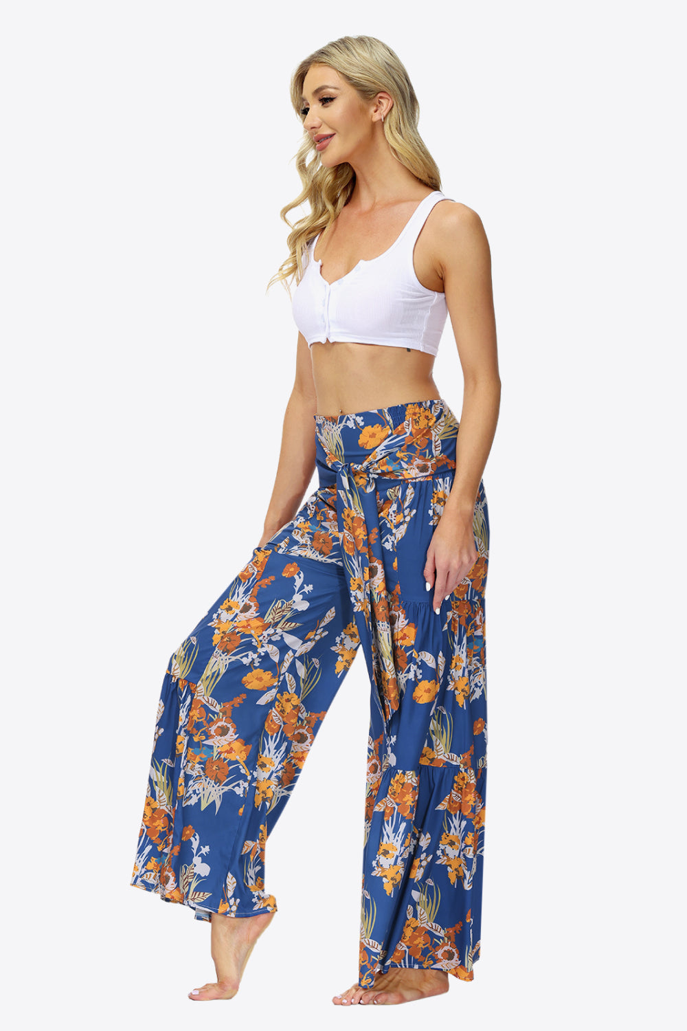 Floral Tie-Waist Tiered Culottes - Runway Frenzy