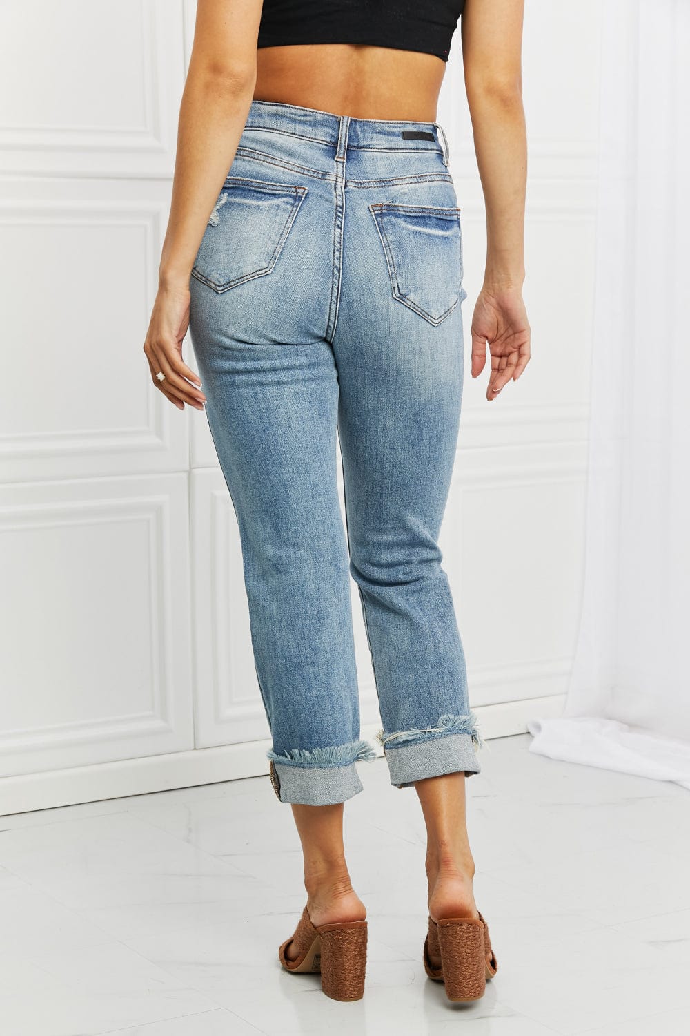 RISEN Full Size Leilani Distressed Straight Leg Jeans - Runway Frenzy 