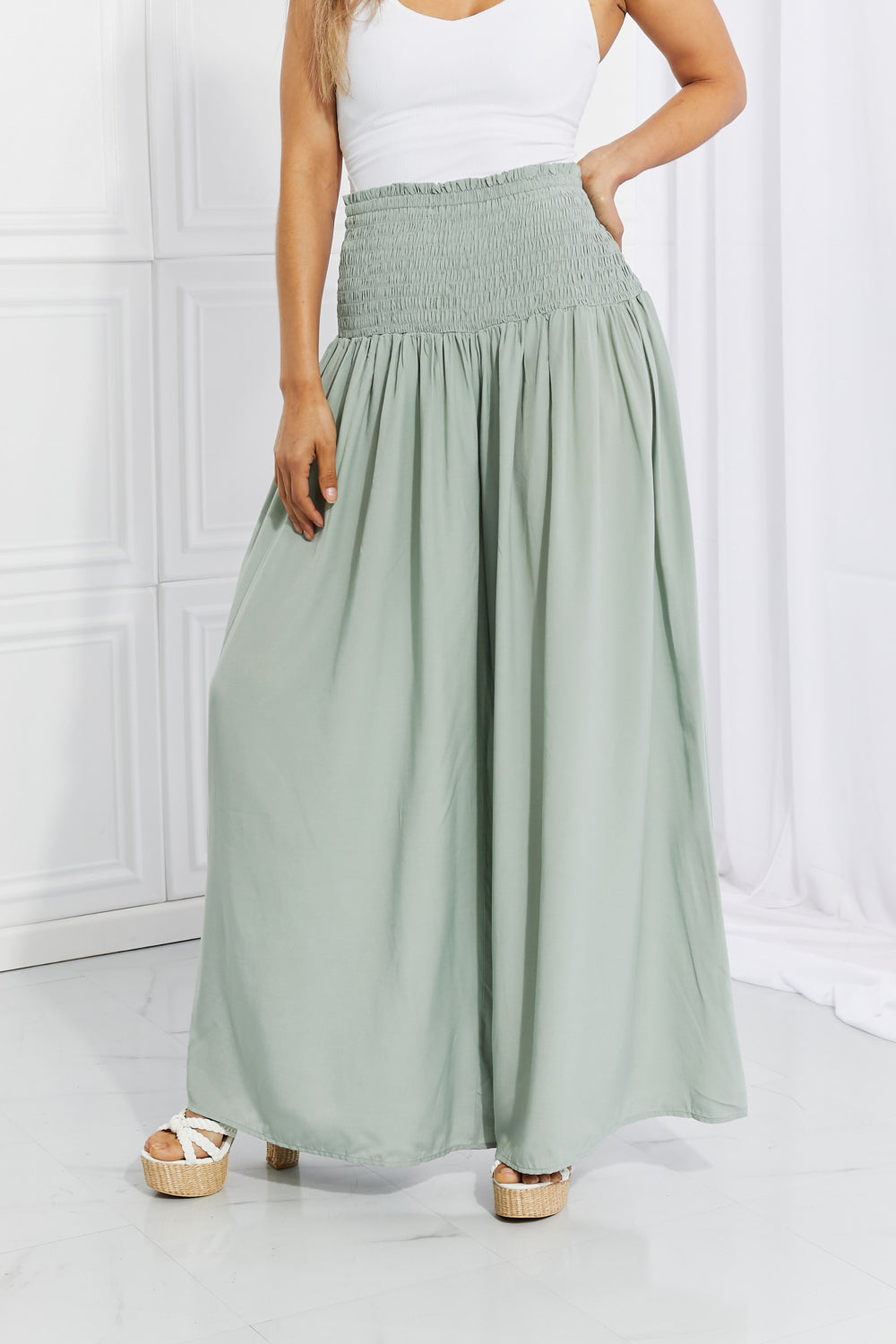 HEYSON Full Size Beautiful You Smocked Palazzo Pants - Runway Frenzy