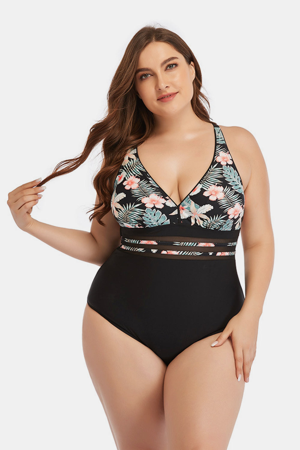 Floral Cutout Tie-Back One-Piece Swimsuit - Runway Frenzy