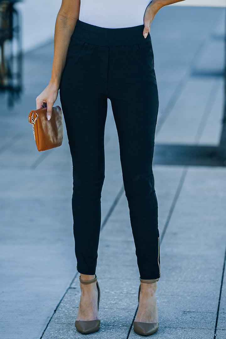 Zipper Ankle High Waist Skinny Pants - Runway Frenzy 