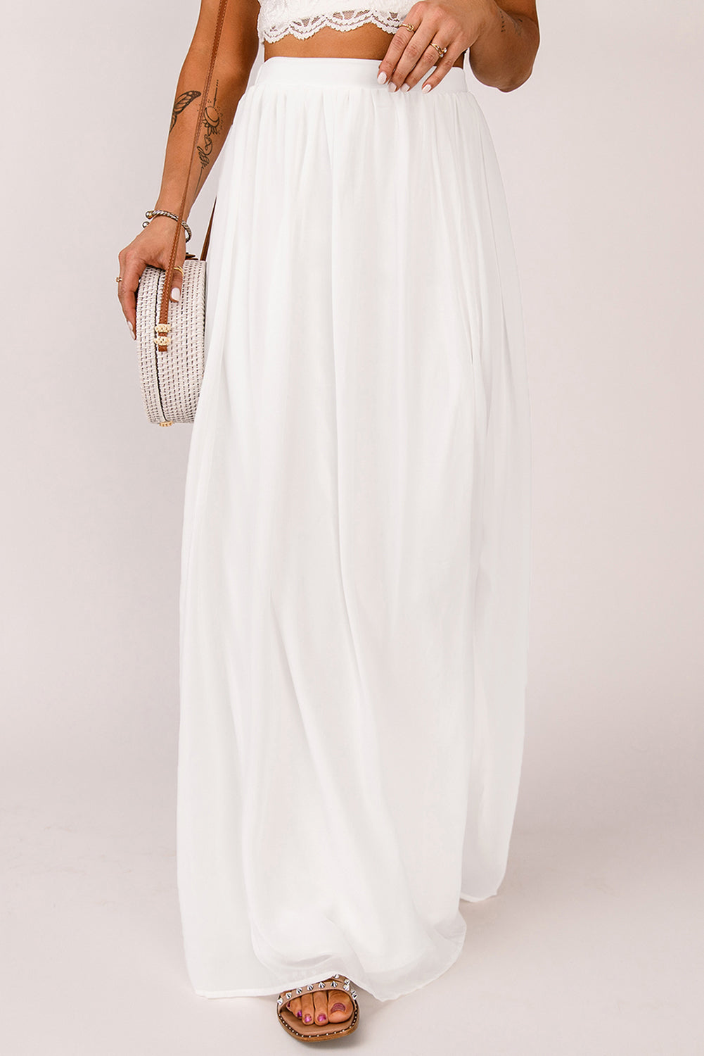 Elastic Waistband Split Maxi Skirt - Runway Frenzy