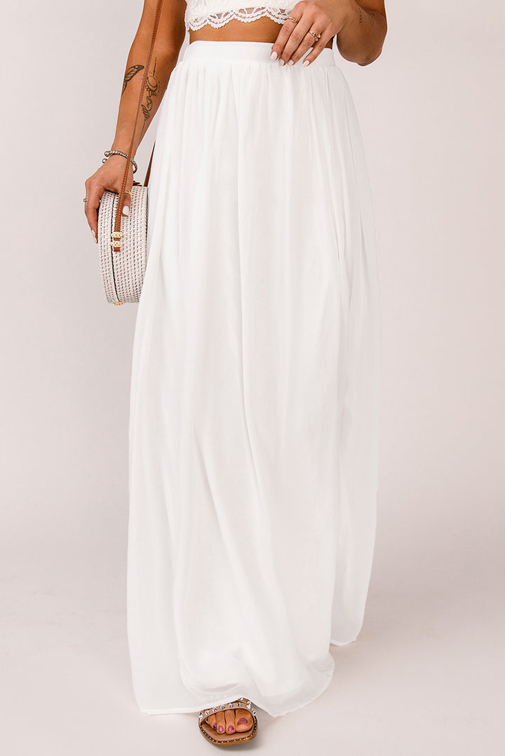 Elastic Waistband Split Maxi Skirt - Runway Frenzy