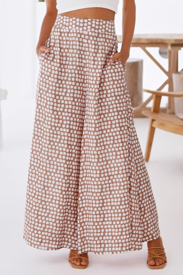 Polka Dot High Waist Wide Leg Pants with Pockets - Runway Frenzy 