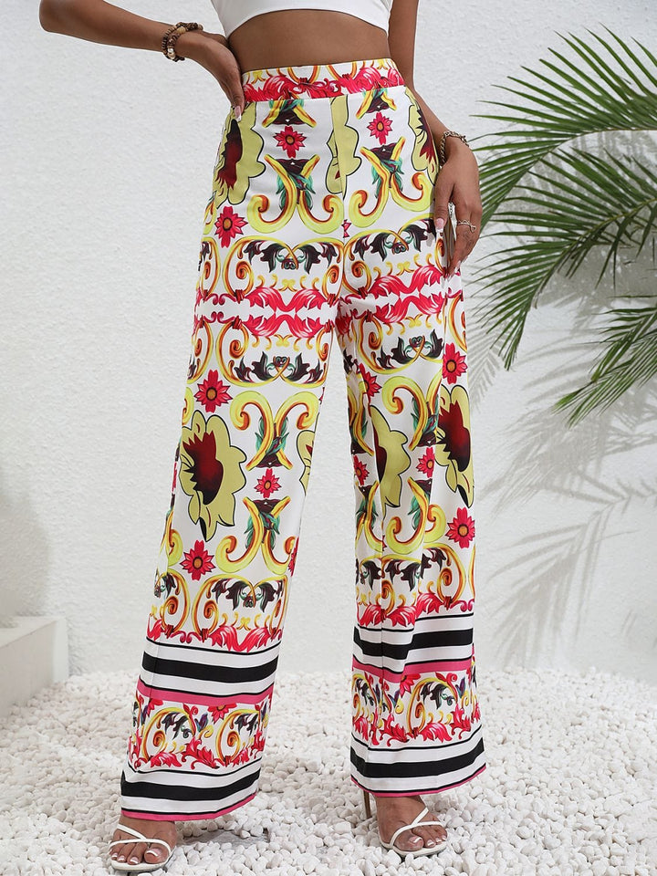 Printed High-Rise Wide Leg Pants - Runway Frenzy 