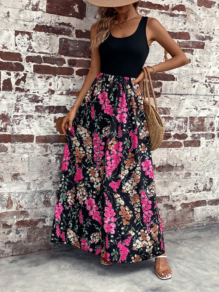 Floral Scoop Neck Sleeveless Maxi Dress - Runway Frenzy