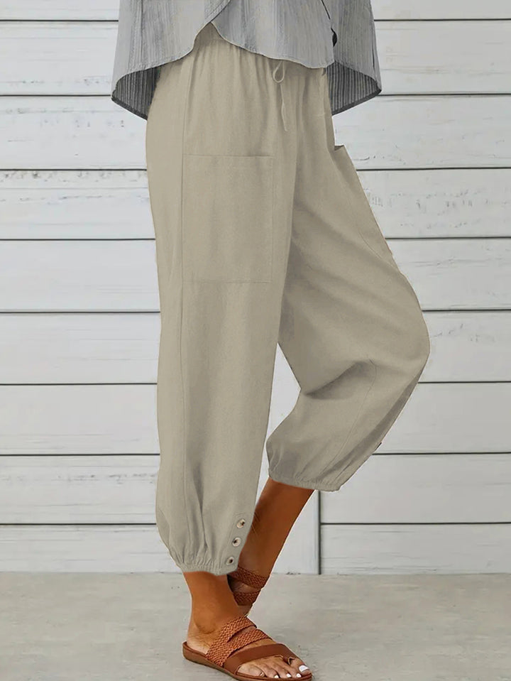 Decorative Button Cropped Pants - Runway Frenzy