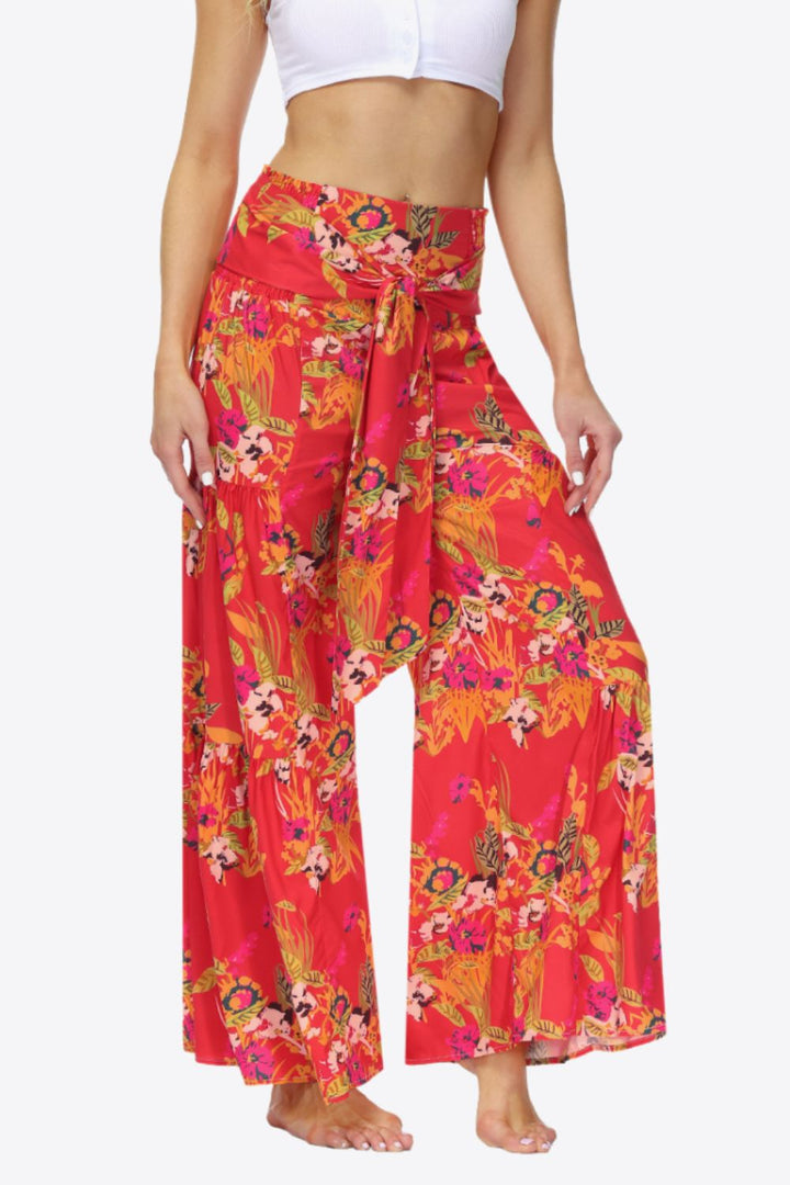 Floral Tie-Waist Tiered Culottes - Runway Frenzy