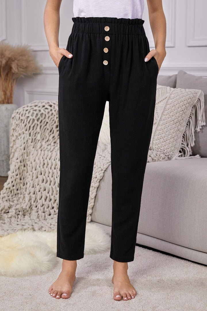 Linen Blend Pocketed Pants - Runway Frenzy 