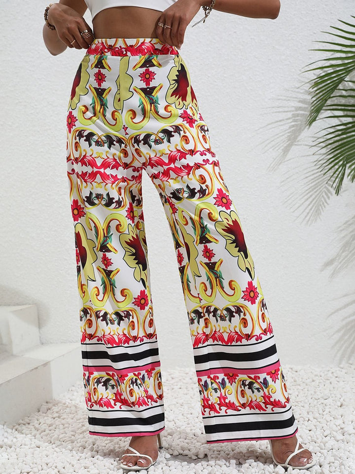 Printed High-Rise Wide Leg Pants - Runway Frenzy 